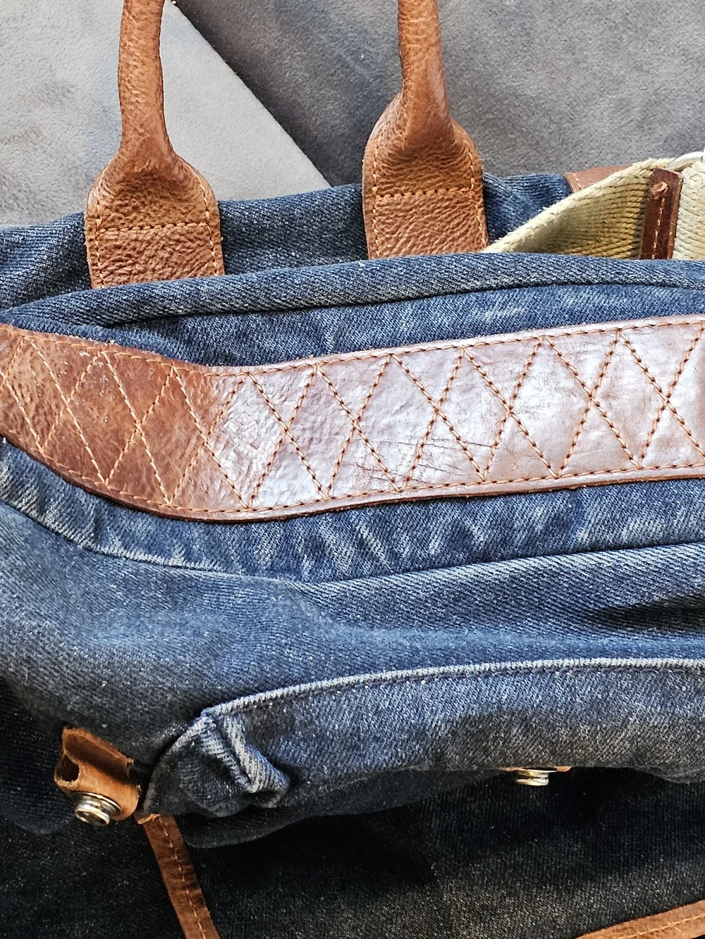 WILL LEATHER GOODS Hopper Denim & Leather Messenger Bag w/ Removable Laptop Case